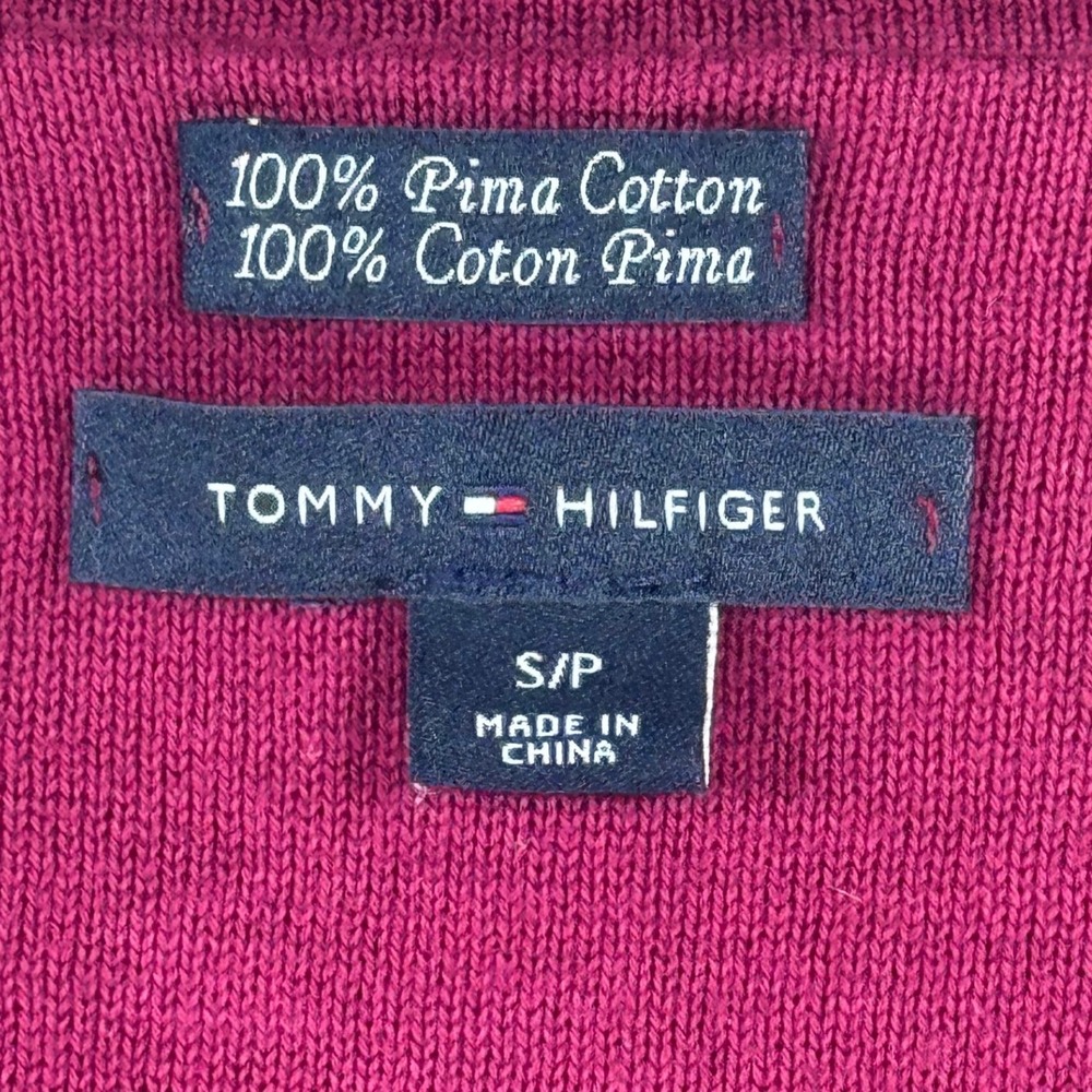 Tommy Hilfiger Womens Pima‎ Cotton Floral Cardigan Sweater Burgundy Wine Small - Picture 3 of 9